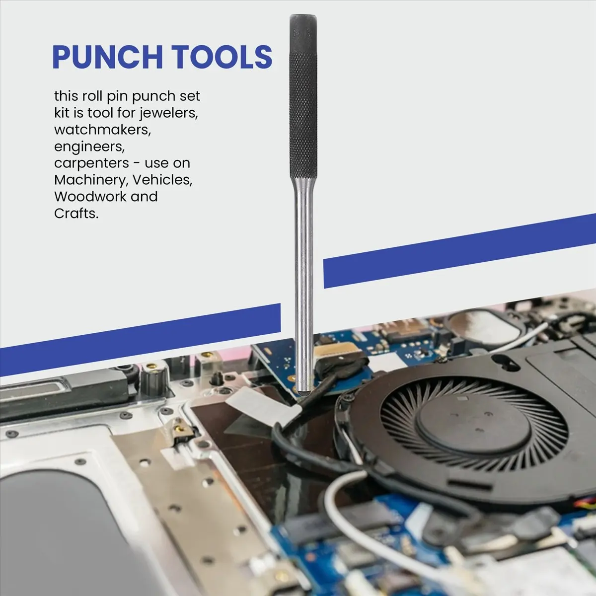 KSOL Roll Pin Punch Set with Storage Pouch,Smithing Punch Removing Repair Tools,with Bench Block Pin Punches and Hammer