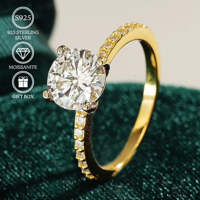 1pc 1Carat Radiant Love, Timeless Memory: S925 Moissanite Wedding Ring, The Ideal Choice for Anniversary Gifts.