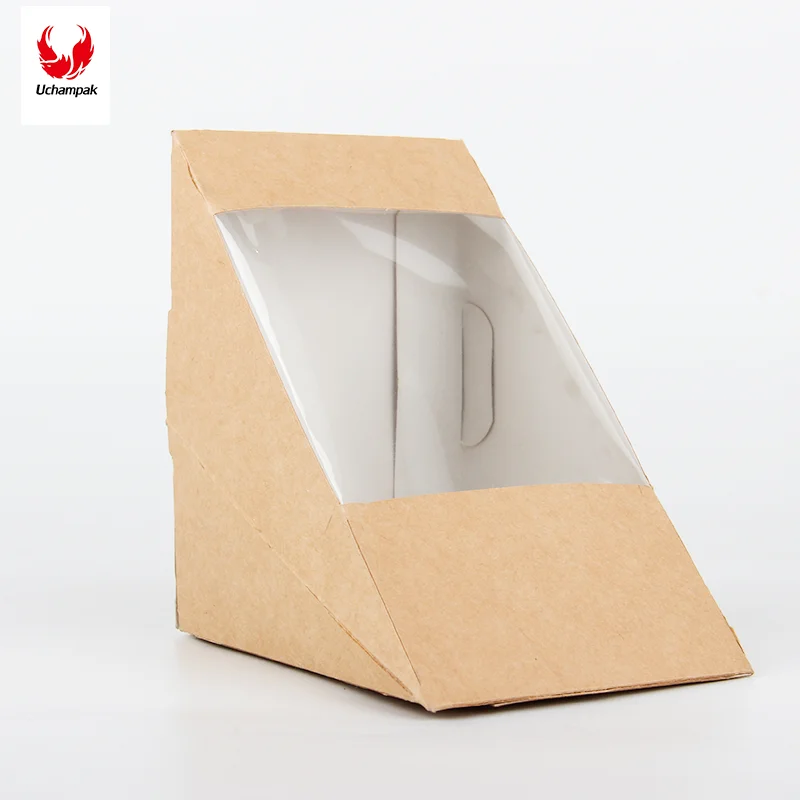 Sanduíche Wedge Box com janela, Recipiente Sanduíche Pequeno, Recipiente Sanduíche Triangular, Produto personalizado
