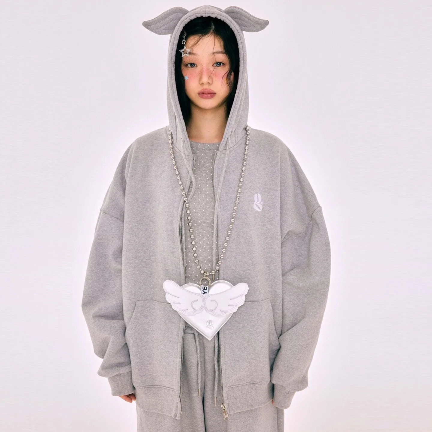 

Cute Wings Embroidery Logo Hooded Jaet Straight Leg Pants Set Women's Faion Casual Sle All Seasons Wear Comfortable Suit