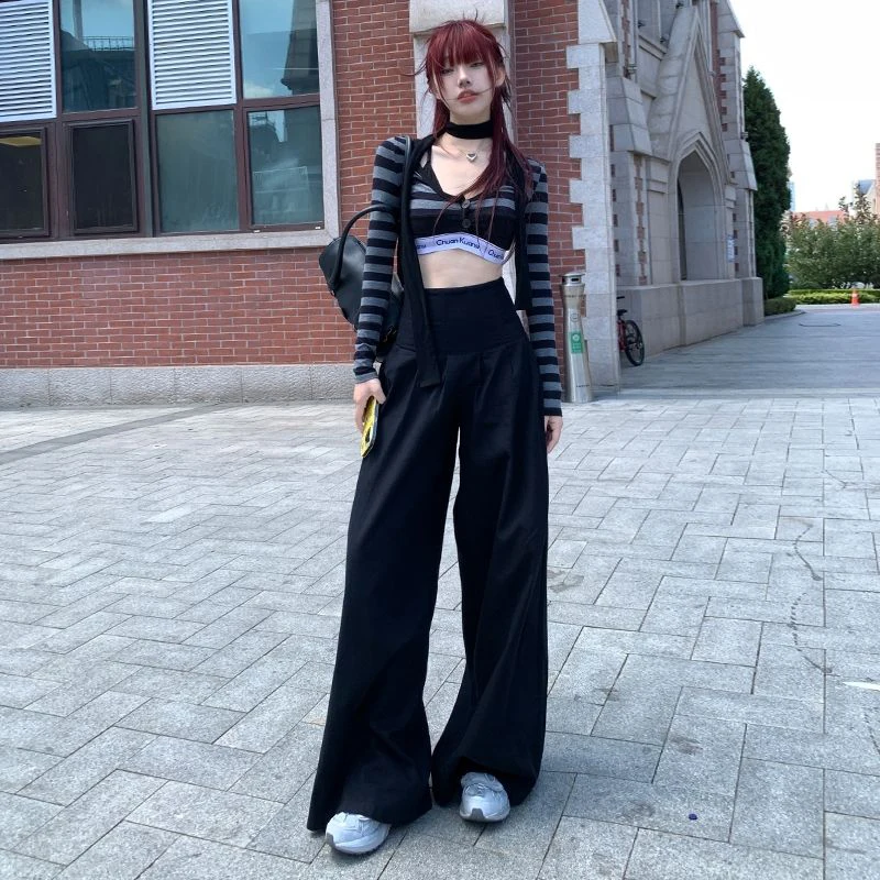 Women High Waist Wide Leg Pants Summer Y2K Casual Streetwear Straight Trousers Korean Fashion All Match Loose Chic Female Pants