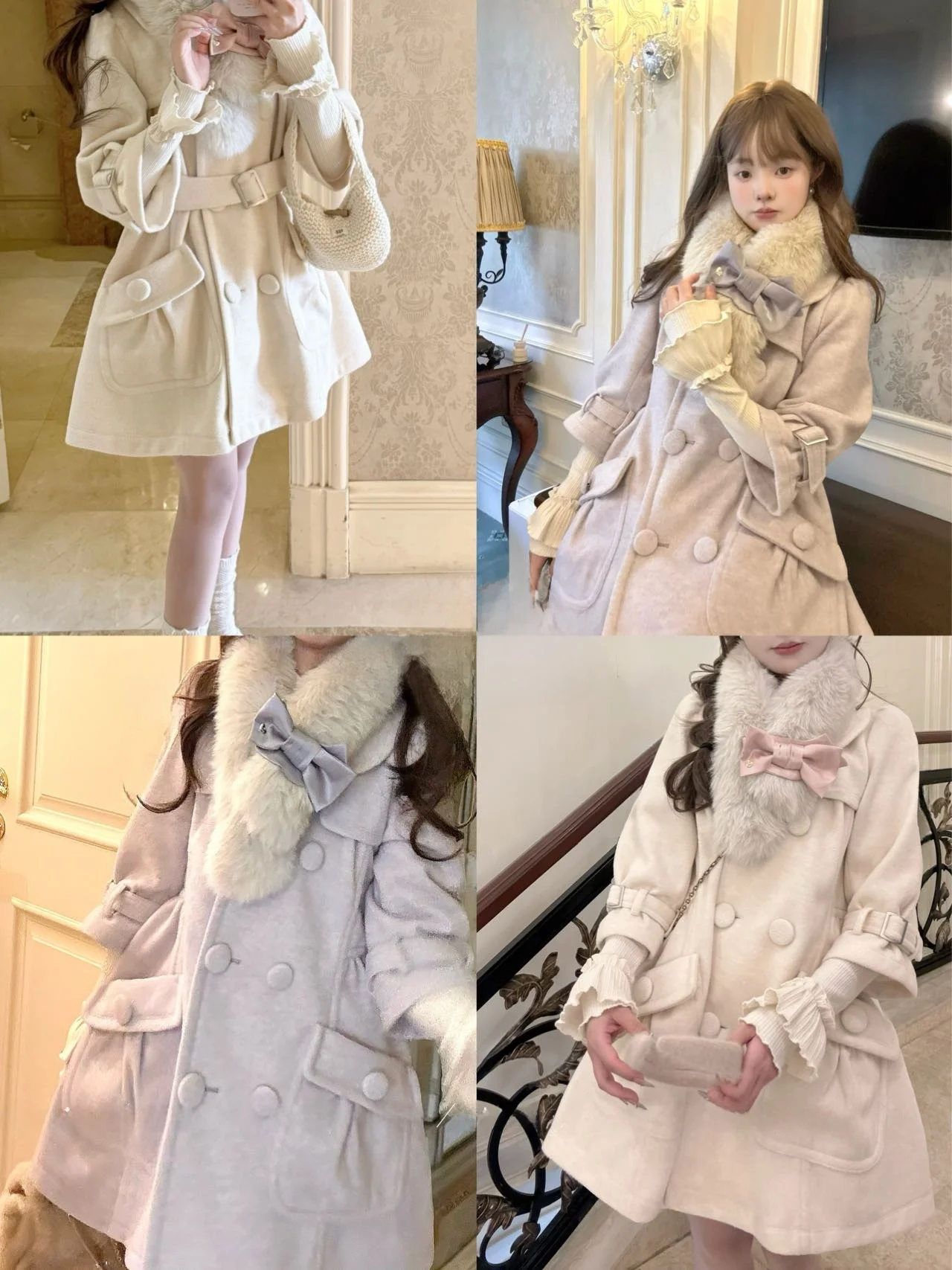 

Оригинальная кукла, классическое оверсайз, светло-фиолетовое женское пальто средней длины, зимний дизайн, свободная верхняя одежда