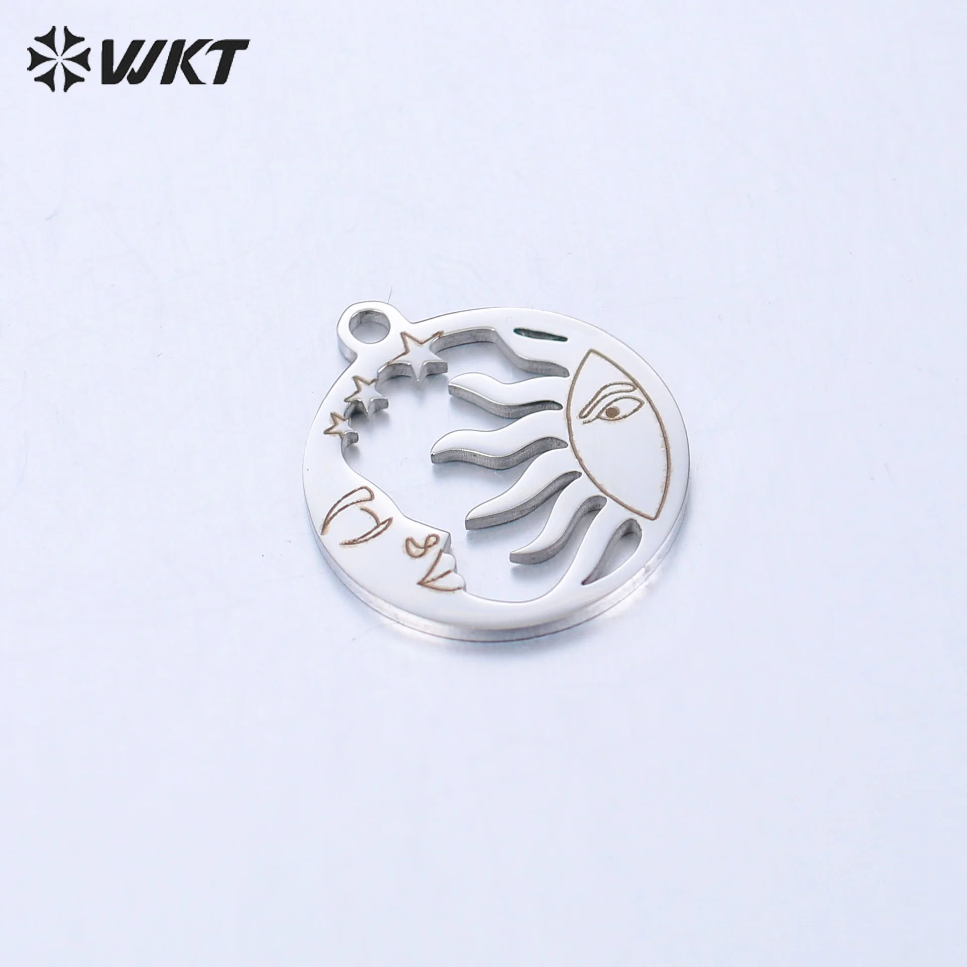 WT-SSP029 Latest Style Titanium Steel Sun Hollow out Design DIY Stainless Steel Accessories Necklace Pendant