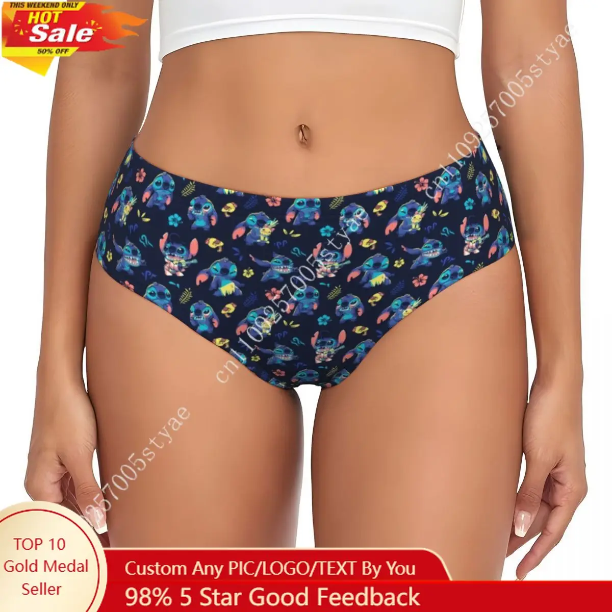 

Custom Cute Stitch Pattern Briefs Underwear Women Comfortable Stretch Disney Anime Panties