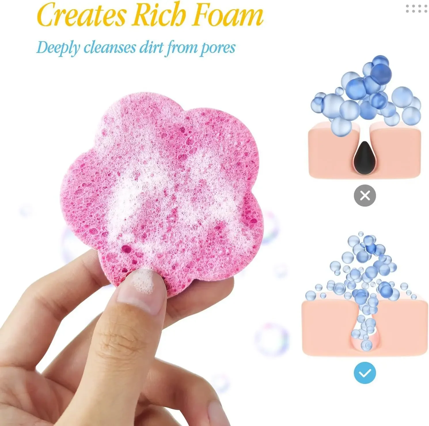 プロフェッショナルフェイシャルエクスフォリエータースポンジ再利用可能なセルロースパッド厚い湿布スパマッサージマスク & メイク落とし用