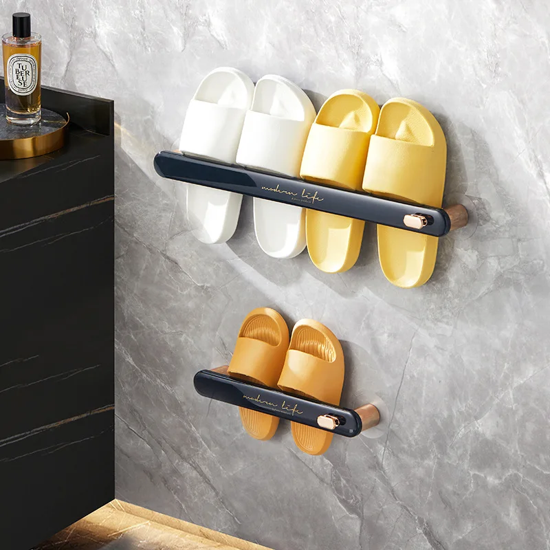 Slipper Rack Free Punching Wall Paste No Trace Bathroom Toilet Wall-mounted Storage Rack Wholesale Shelf Organizer