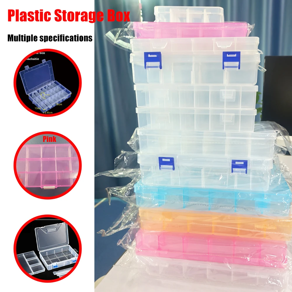Transparent Plastic Box Screw Compartment Box Jewelry Earring Display Case Container Clear Terminal Organizer Tool Storage Boxes