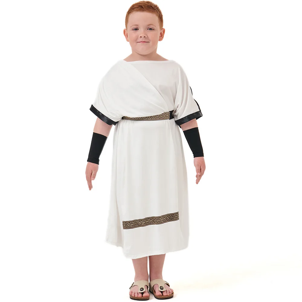 

Halloween Deluxe Boys Caesar Toga Costume Cosplay Child Kids Ancient Greek and Roman Mythology Cosplay Warrior Cosplay Costume