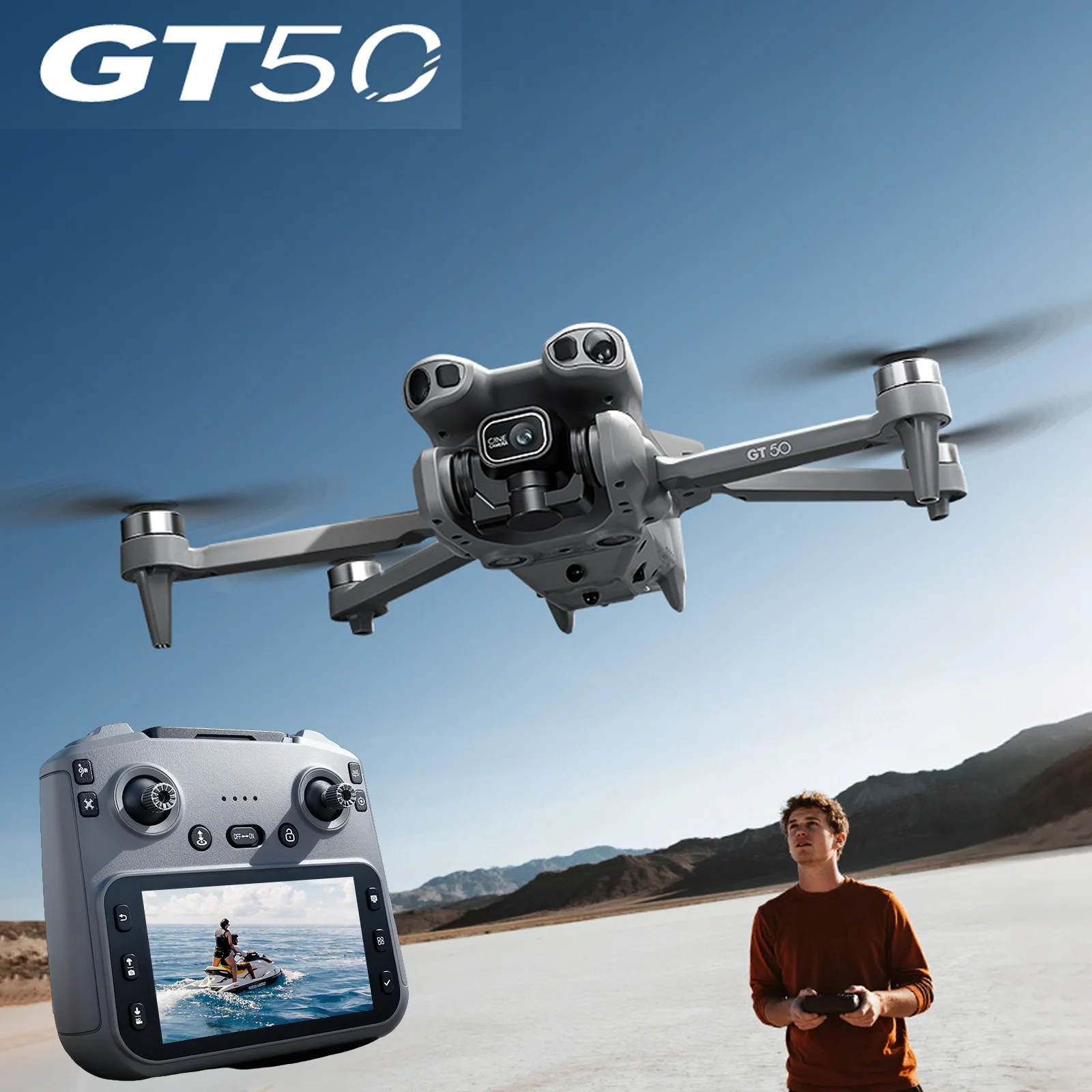 GT50 RC Drone | 4.3Inch Large Screen 5G HD Transmission | EIS Stabilization 4-Way Obstacle Avoidance Holiday Gift