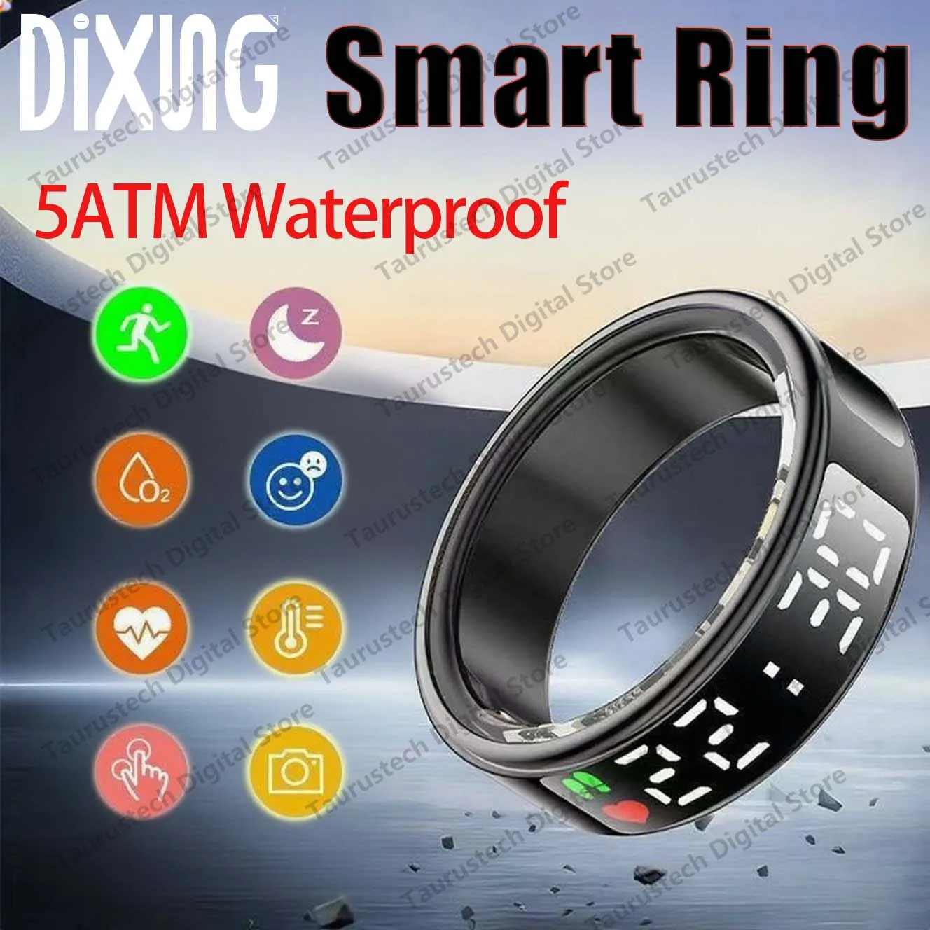 Nuovo Smart Ring Frequenza cardiaca Pressione sanguigna Display a LED Schermo Monitoraggio del sonno 5ATM Modalità multi sport impermeabile Regali per Andorid