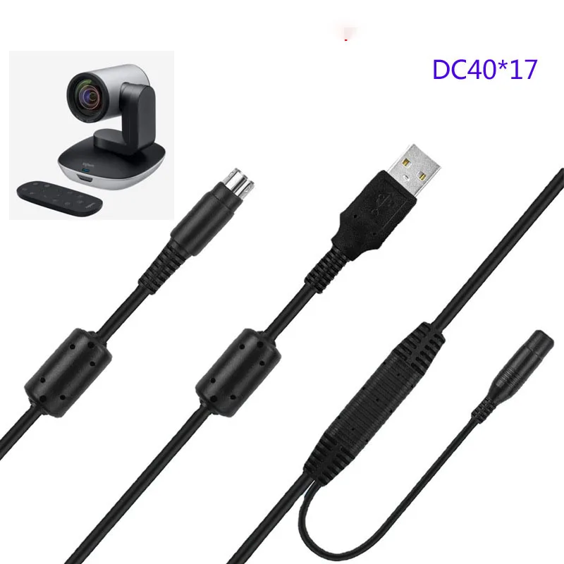 2in1 Power Data Cable Replacement for Logitech CC2900e CC3500e 2900ep 3000e PTZ Pro Network Camera DC 40X17 Cable