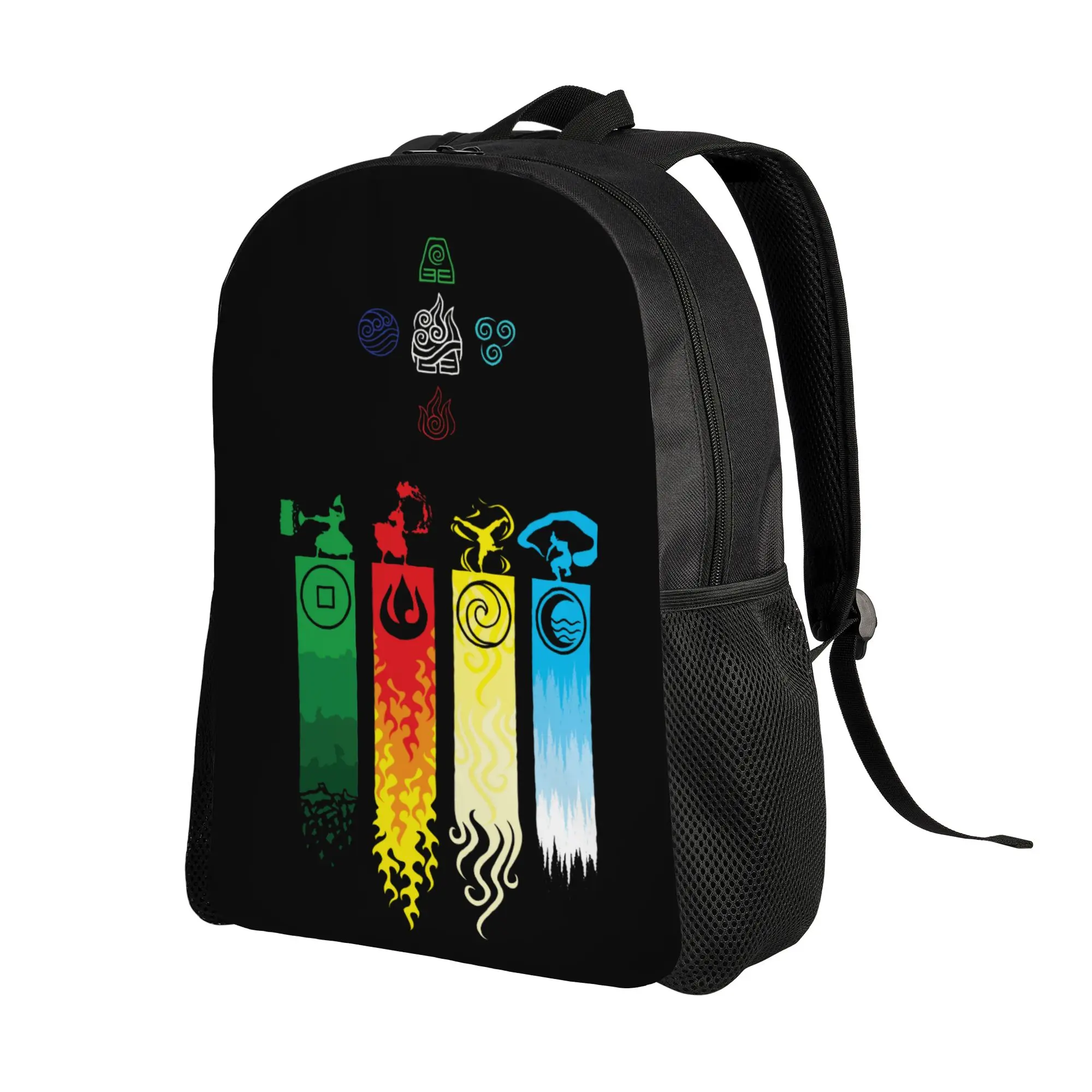 Four Elements Cool Backpack Lightweight High School Work Avatars Airbende Anime Daypack for Men Women Laptop Canvas Bags