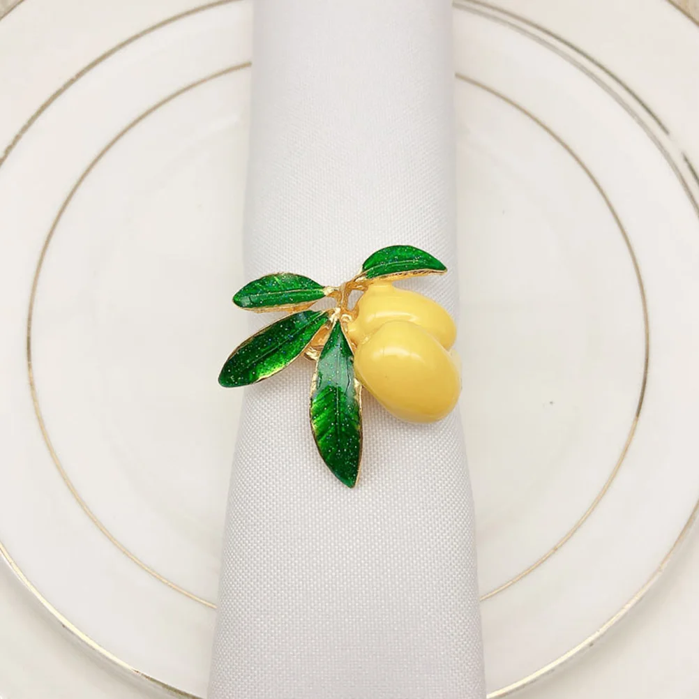 

6pcs Holders For Home Party Hotel Decorative Napkin Buckles Lemon Shape Hawaii Style Napkin Holders Tableware