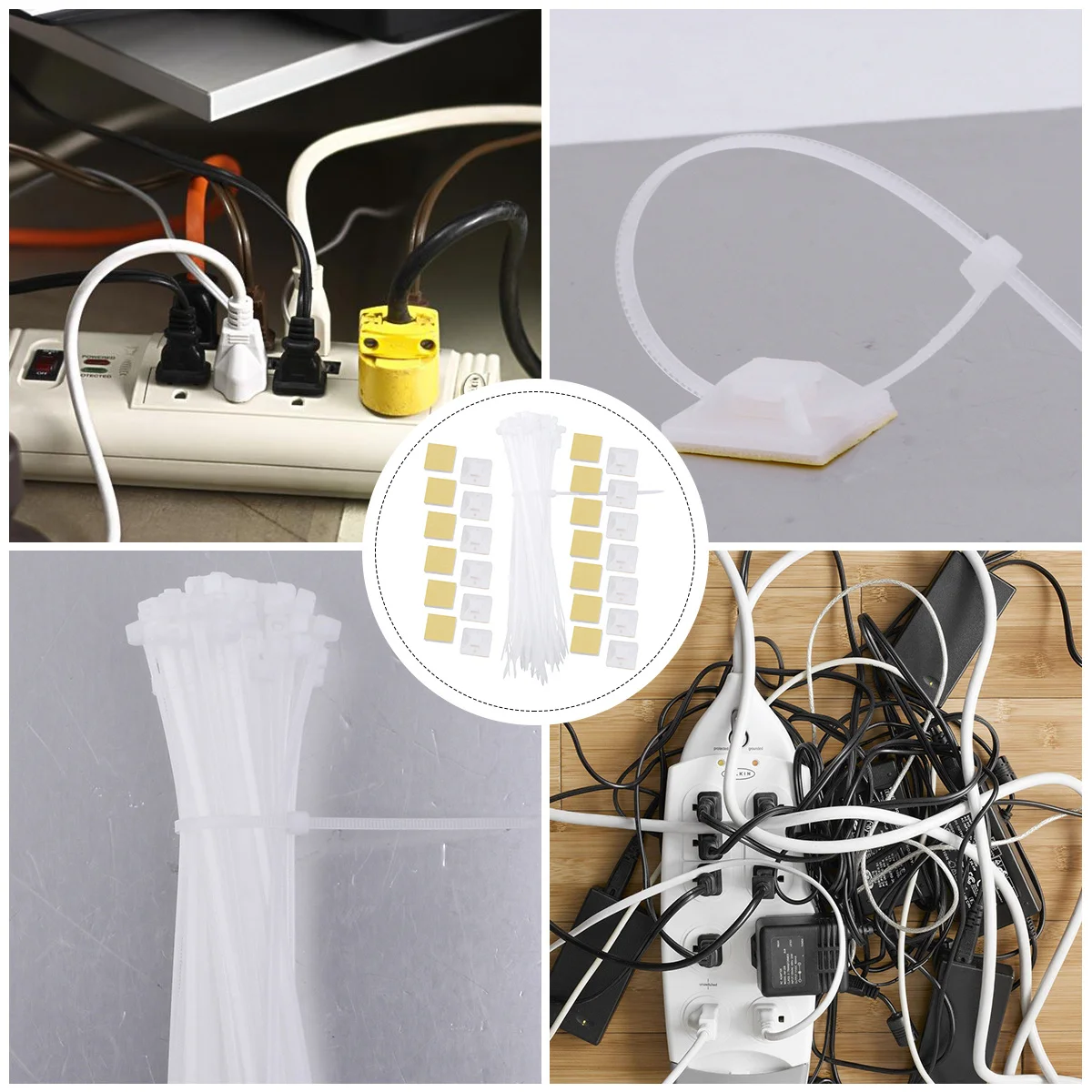 

Cable Tie Base Holders Self Adhesive Mounts Multi-Purpose Zip Tie Organizers Fixing Brackets High Toughness Anti-Aging