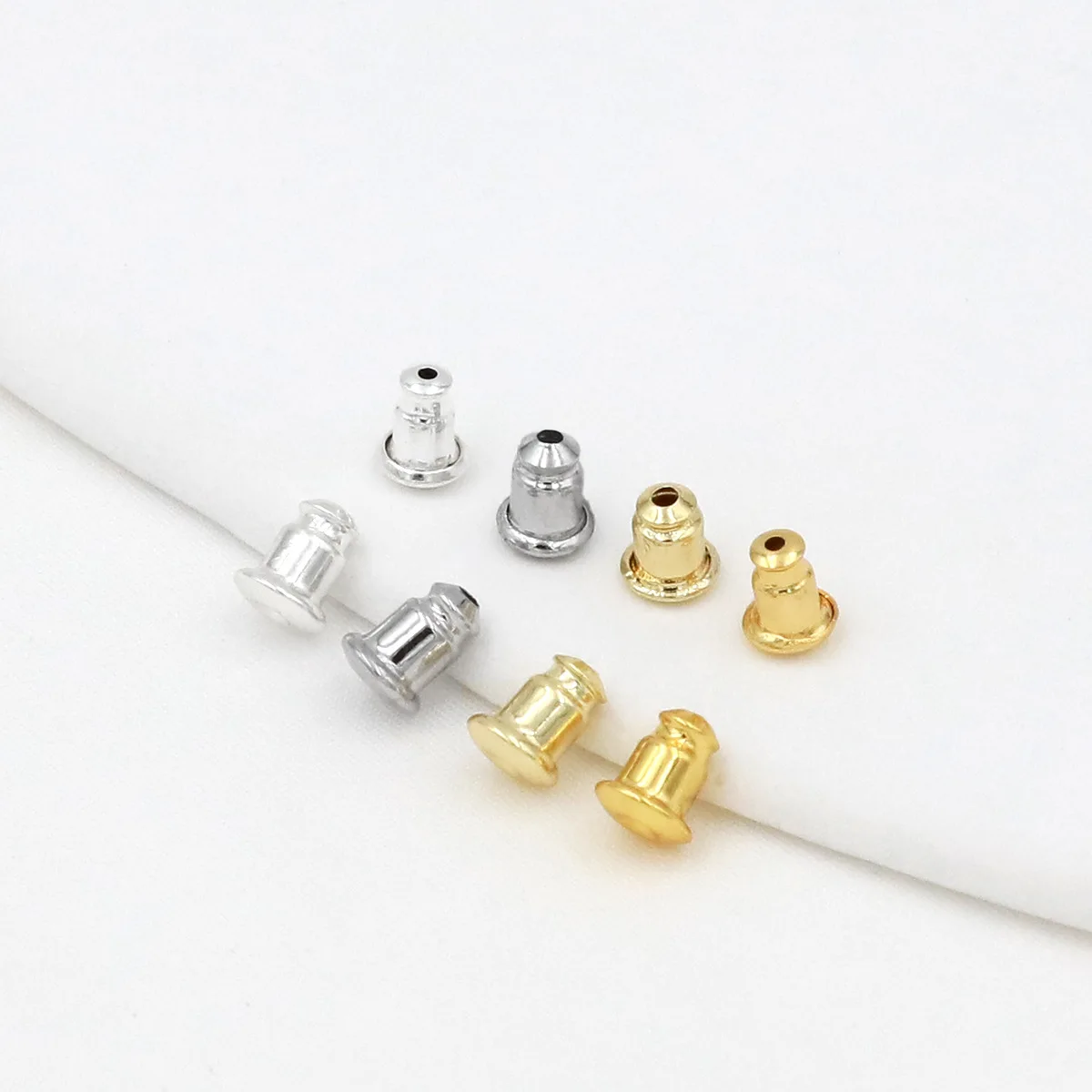 50 100Pcs 18K Gold Plated Bullet Earring Backs Metal Ear Nuts Screw On Stoppers For DIY Jewelry Making Supplies