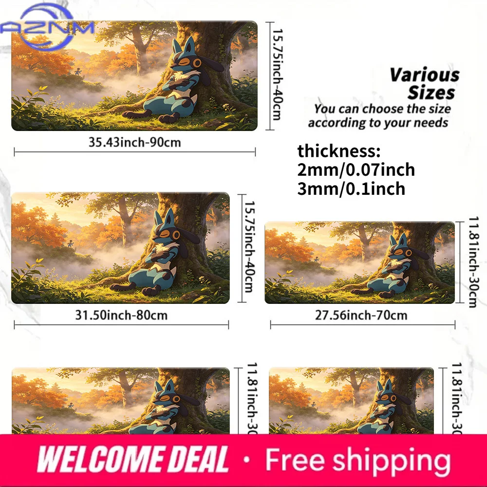 

Lucario Autumn Forest Gaming Desk Mat Non-Slip Washable Mouse Pad