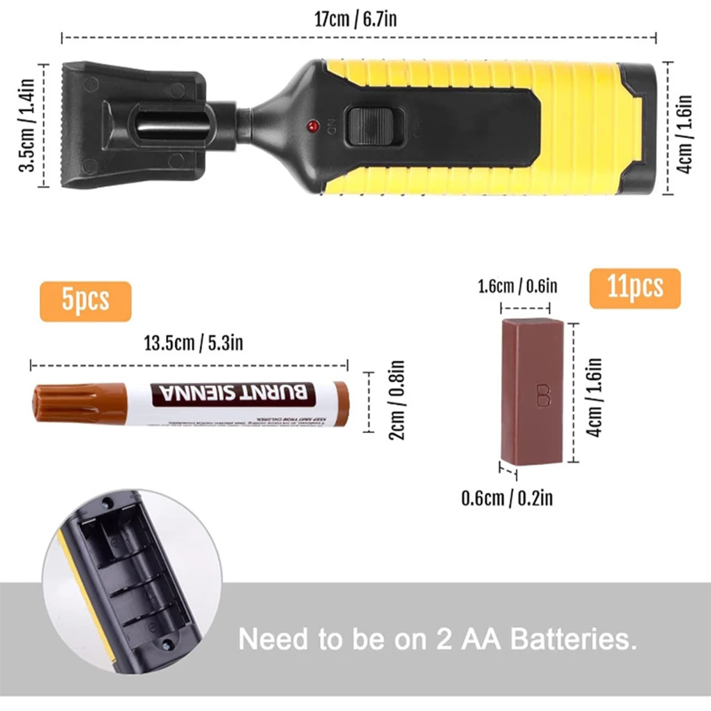 11-farbiges Holz- und Vinyl-Bodenmöbel-Reparaturset mit Wärmestift für Linoleum-Reparatur, hartes Wachs, Ausbesserungsmarker, Abdeckung, Kratzer, Löcher