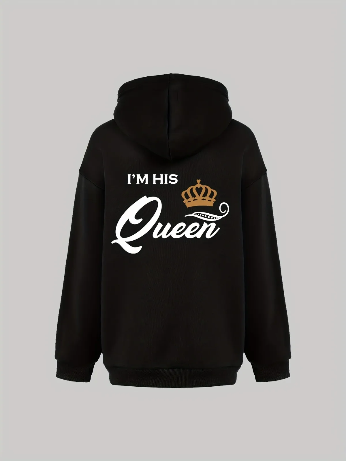 1 قطعة [نمط الزوجين] تصميم نمط الملك والملكة مطابقة زوجين بلوزات مريحة فضفاضة هدية عيد الحب هوديي القمم