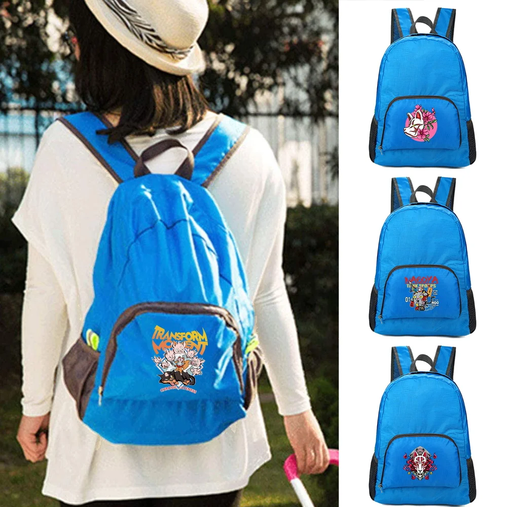 Backpack Portable Ultralight Foldable Daypack Women Travel Hiking Mask Print Outdoor Pack Men Sports Mountaineering Backpacks