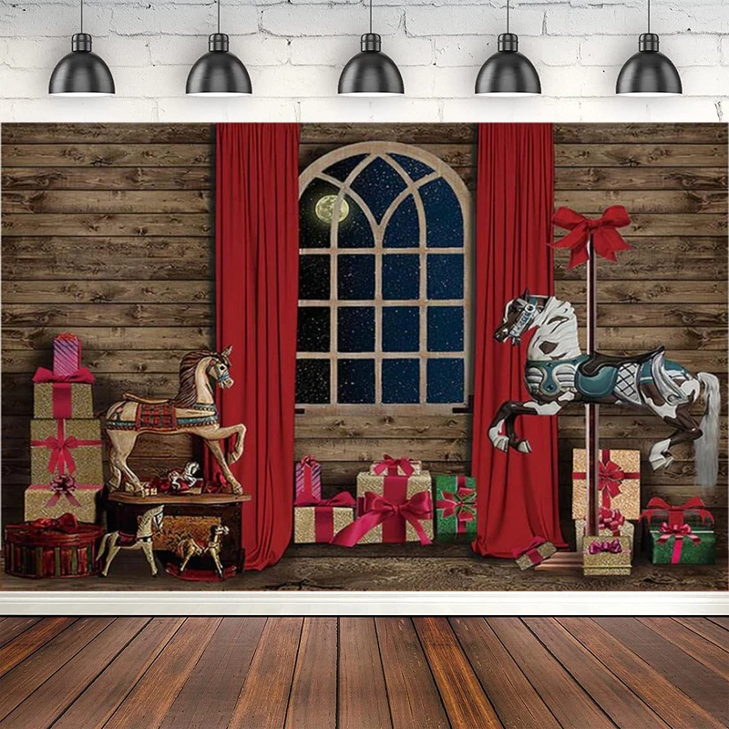 Photography Backdrop Christmas Vintage Wooden Wall Xmas Gifts Holiday Party Kids Portrait Decor Background Poster Photo Studio