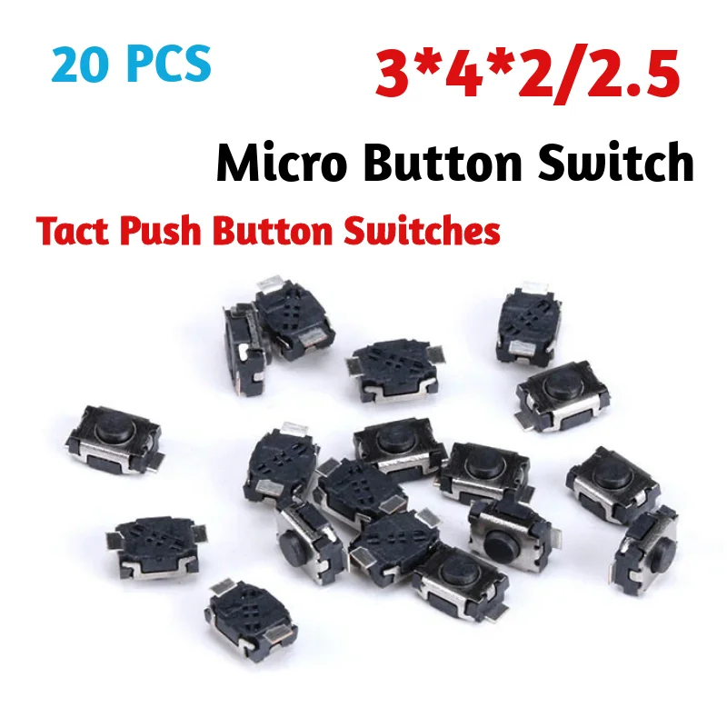 20PCS/LOT 3*4*2 SMD Tact Switch 4-pin mini-micro / button switch 3x4x2 Micro switch