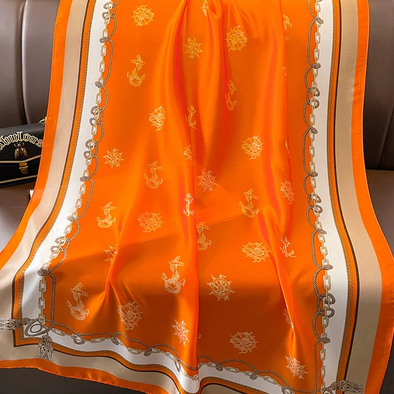 Nieuwe Stijl De Vier Seizoenen Sjaals 2023 Luxe Zonnebrandcrème Bandana Populair Design Vierkante Sjaals Vrouwen Strand 180X90Cm Zijden Sjaal