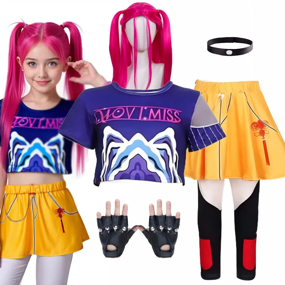 Stunning Kid Singer Role Play Costume Short Sleeve Printed Top Yellow Skirt Leggings Halloween Korean Icoic Performance Clothing