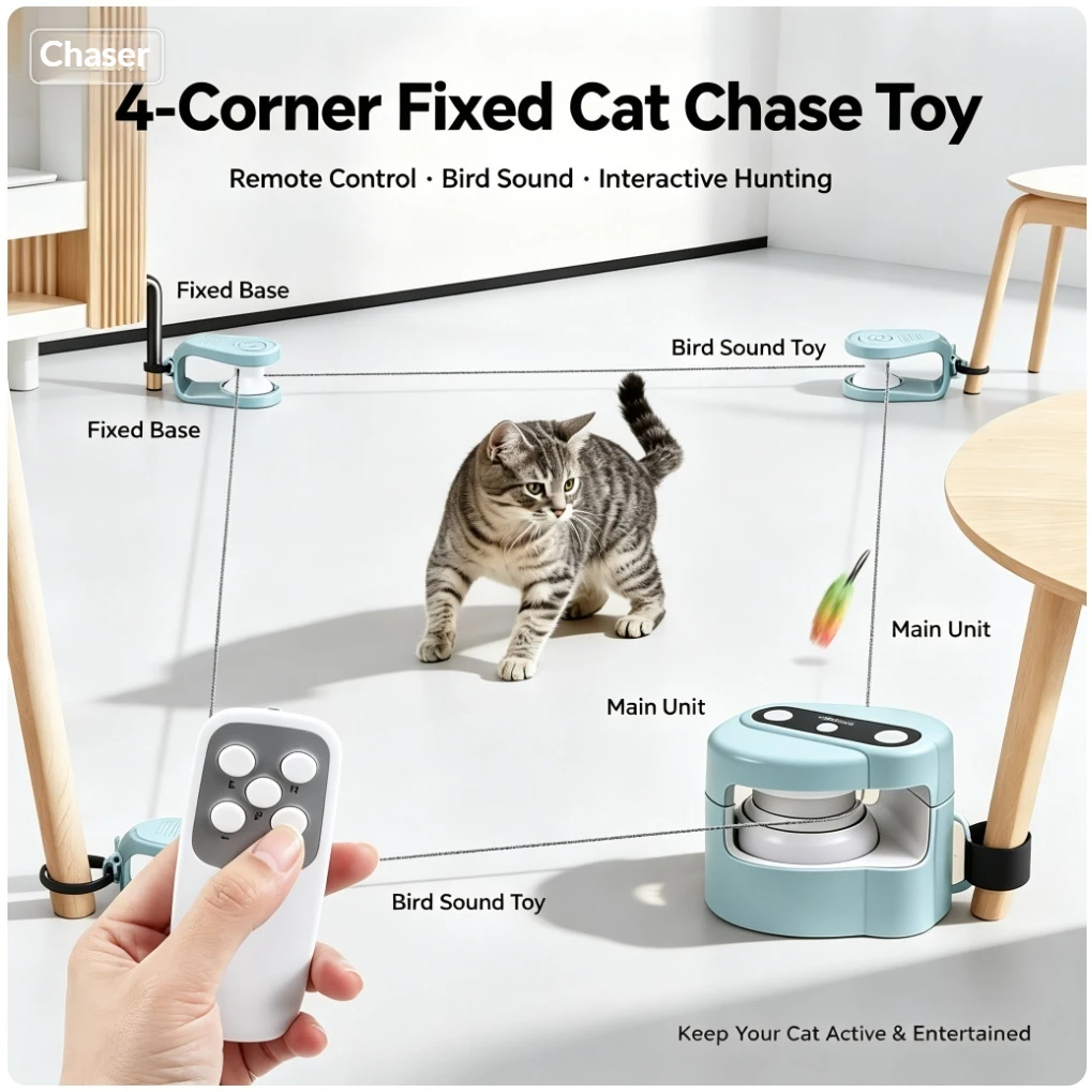 Smart Remote Control Cat Toy Interactive Sounding Bird Teaser Automatic Chasing Toy For Indoor Cats Dogs