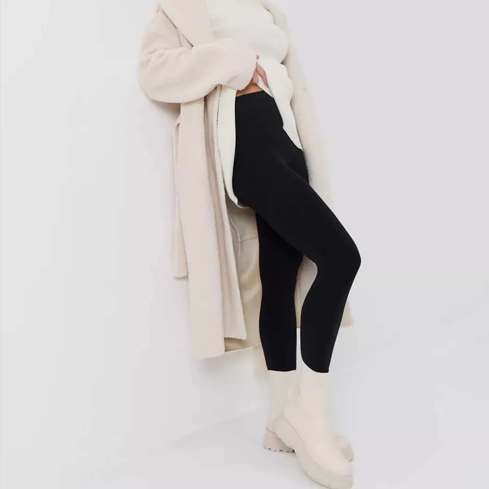 النساء الشتاء الأسود الجوارب الحرارية صوف مبطن رشاقته جوارب طويلة طماق عالية الخصر مطاطا سليم صالح دفئا السراويل #5