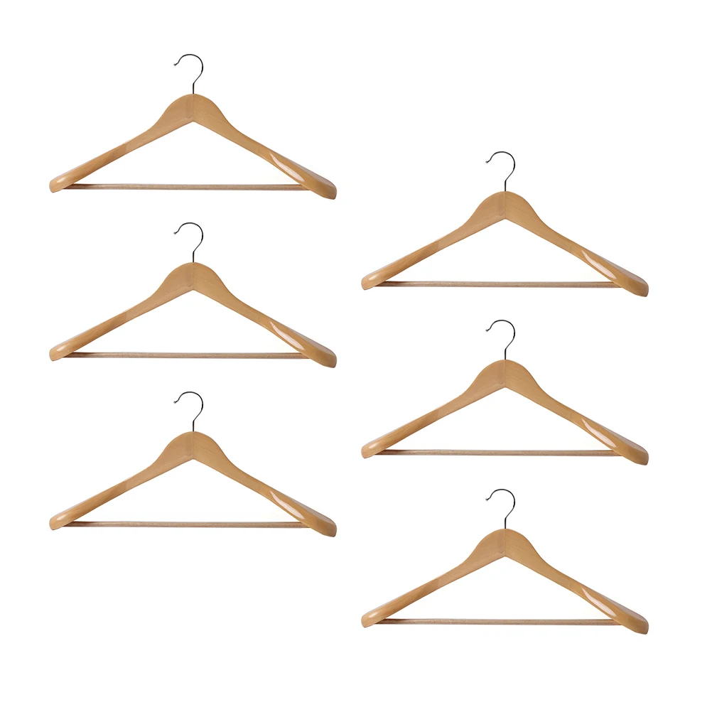 

6pcs Wooden Retro Clothes Drying Rack Wardrobe Hotel Hangers Eco Material Wooden Hangers Storage Solution