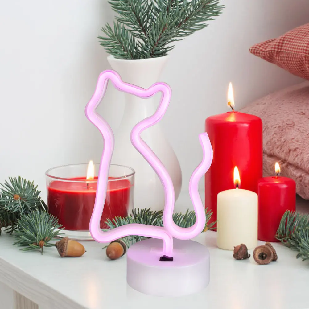 

1Set LED Light Cat Shape Desktop Night Light Decorative Lovely Atmosphere Lamp for Home Office Party Festival Scene