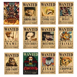 One Piece Luffy New 3 billion Bounty Wanted Posters New Four Emperors Kid Law figuras de acción Vintage Decoration Poster Toys Gift