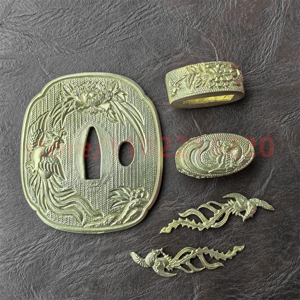

Медная защита для рук Tsuba, латунь Fuchi Kashira Menuki для настоящего японского японского самурая, катаны, меча, фитинги, аксессуары, детали