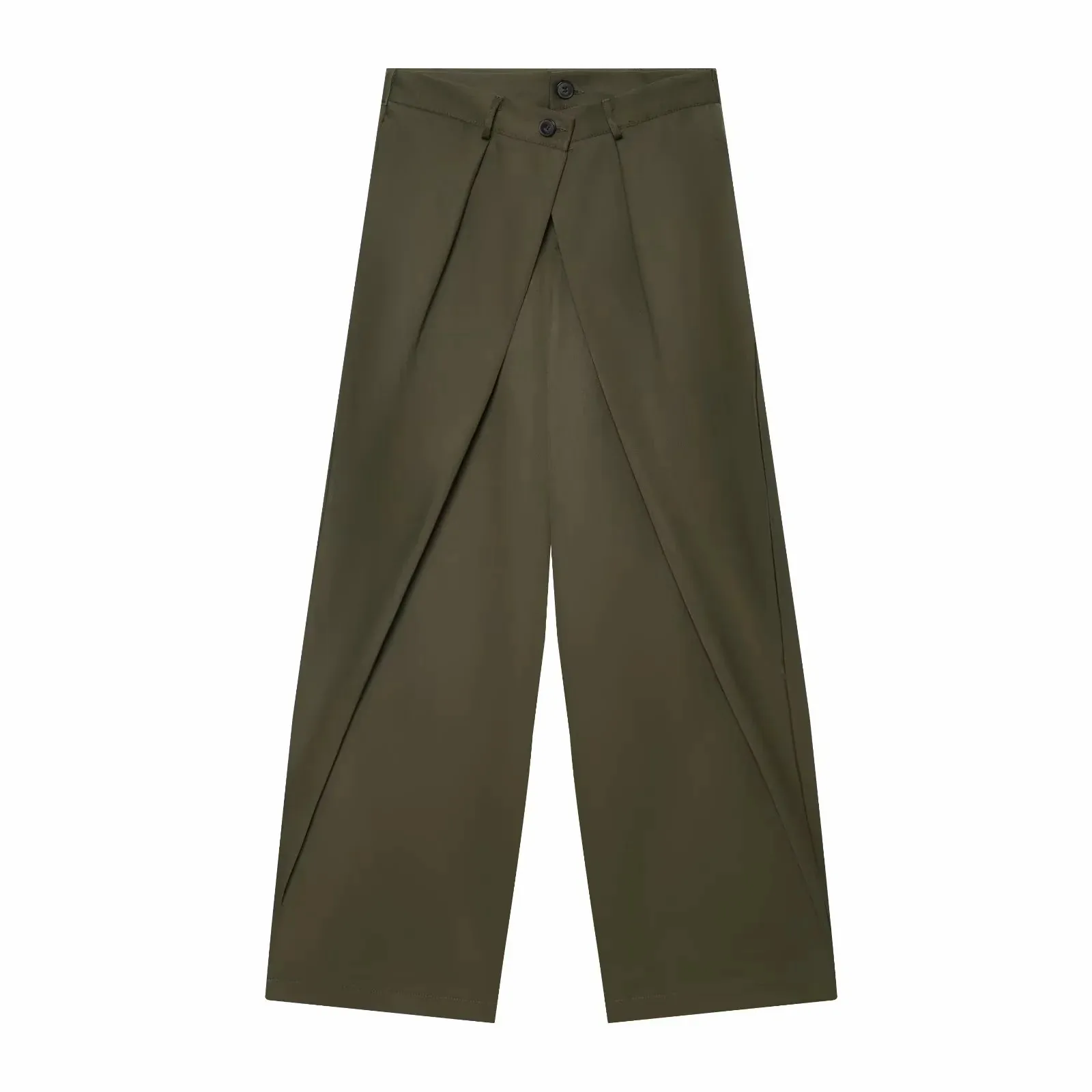 Damen High-Waist Weite Hosen Lässige Gestreifte Doppelknopf Elegante Loose-Fit Hosen – Detail 9