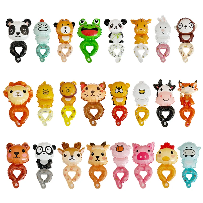 20pcs Cartoon Figure Animal Wrist Balloon Bear Rabbit Frog Fox Cartoon Balloons Happy Birthday Party Decorations Baby Shower