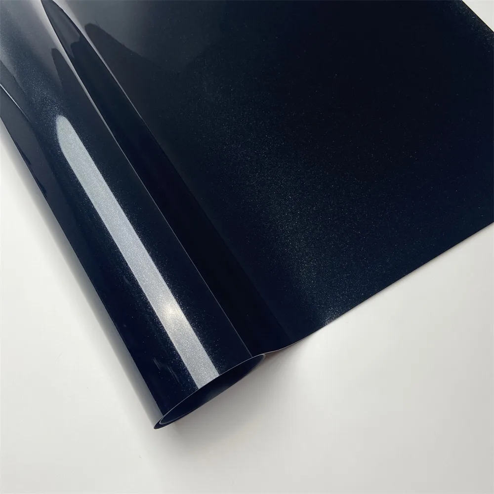Sparkle Glossy Metallic Black Bubble Free Vinyl Film Auto Color Change Sticker Roll Self Adhesive Car Wrapping Decal