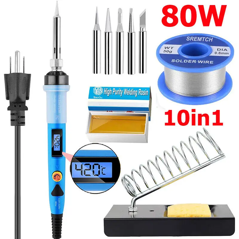 Soldering Iron Electric Gun Adjustable Temperature 80W Welding Solder Wire Kit