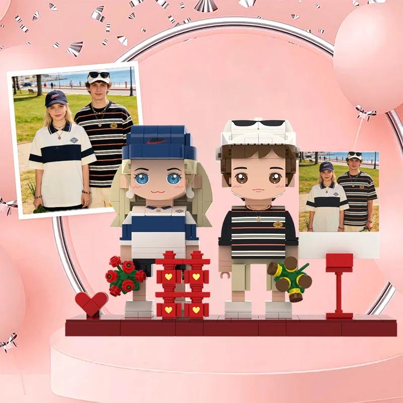 Custom Chinese Wedding Couple Building Blocks Personalized Photo Brick Figures Romantic Wedding Gift for Newlyweds