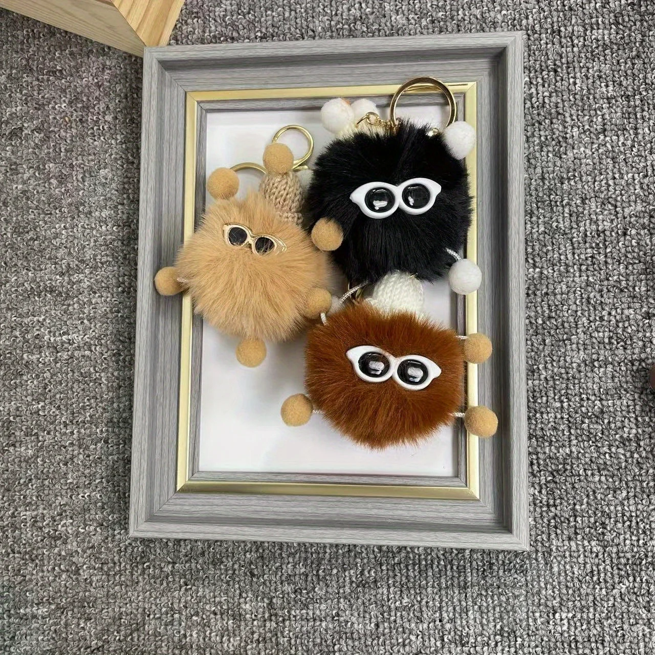1PC Adorable Miniature Coal Ball Bag Pendant, Soft Fluffy Cute Decorative Pendant, Fashion Plush Kawaii Bags Accessory