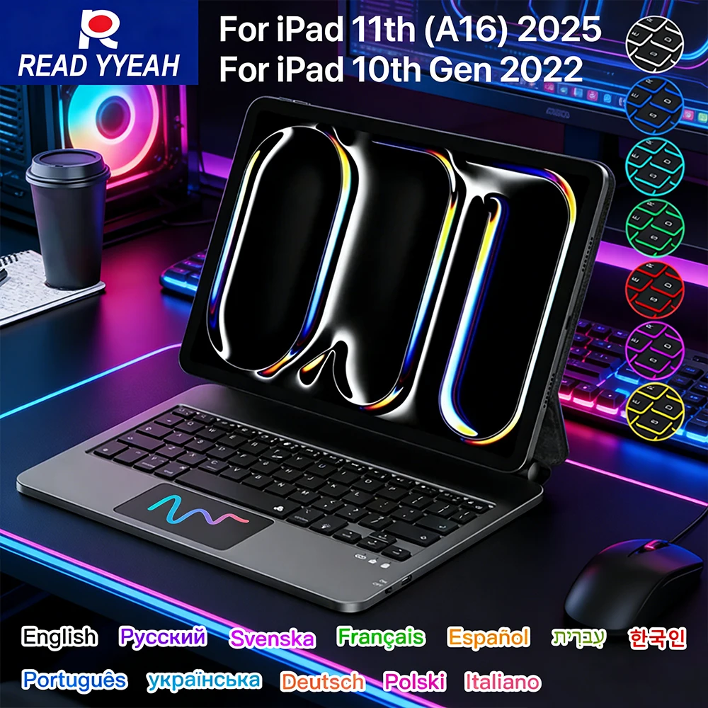 

Backlit Gaming Magic Keyboard Case for iPad 10th 11th A16 2025 Air 6 Pro 11 12.9 Pro 13 Air 4 5 10.9 Bluetooth Wireless Keyboard