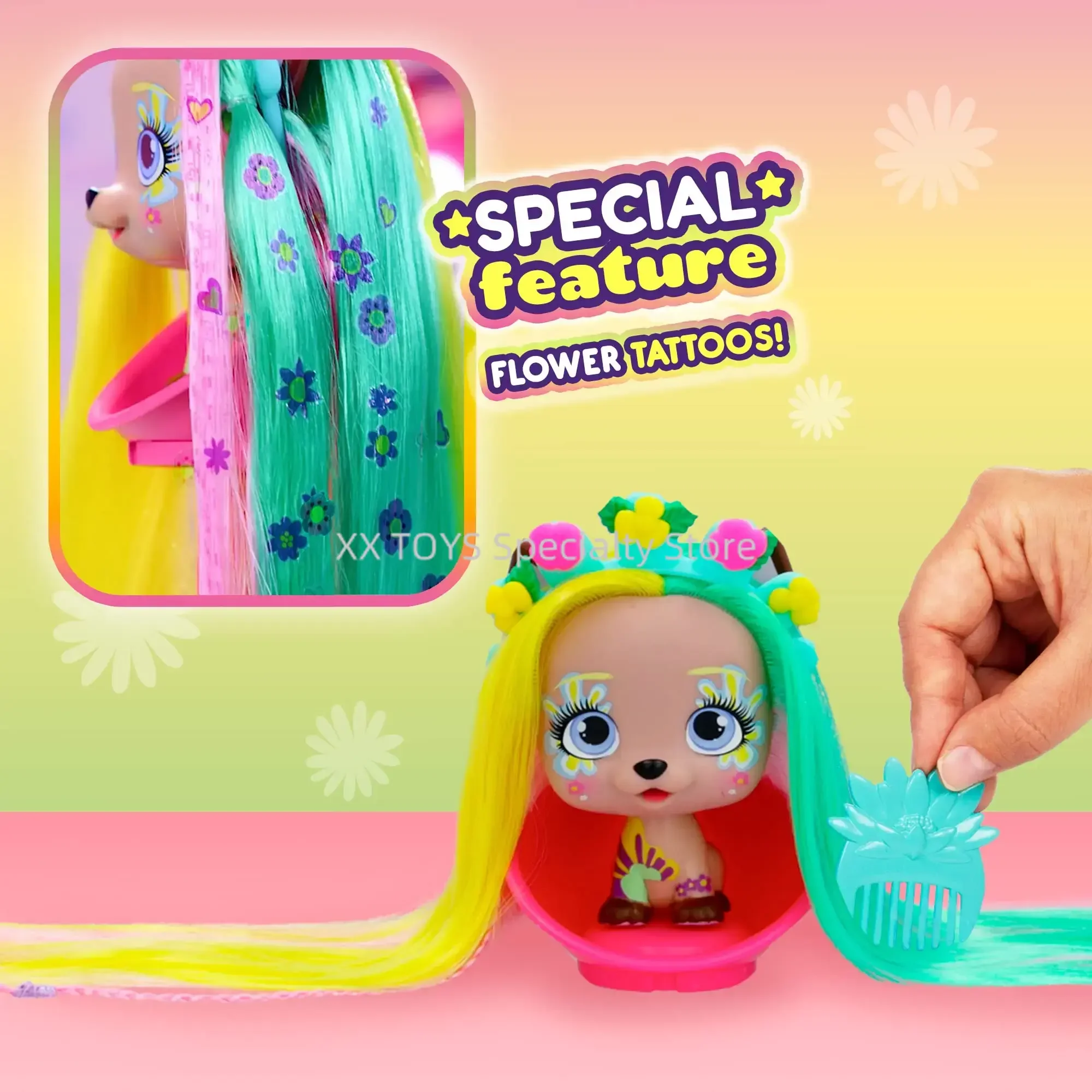 Me encanta los mascotas Vip, muñeca sorpresa para revelar el cabello, vibraciones de primavera, serie 4, trenzado de peluquería, juguete sorpresa para perros, juguetes para jugar a las casitas para niñas