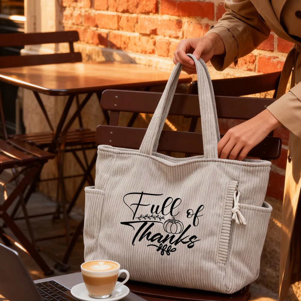 

Women's Corduroy Tote Shoulder Bag, Travel Organizer, Mother's Day New Mom Christmas Gift, Daily Commuting Work Travel