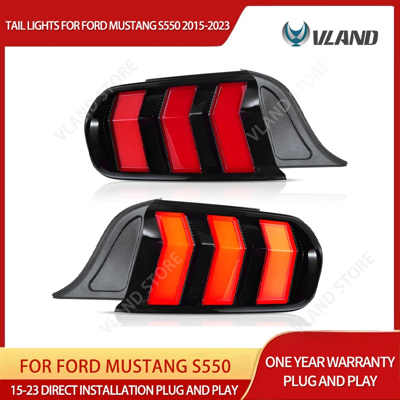 2015-2023 Mustang S550 VLAND LED Tail Lights Upgrade w/ 5 Modes Turn Signals Rear Lamps Assembly Set of 2