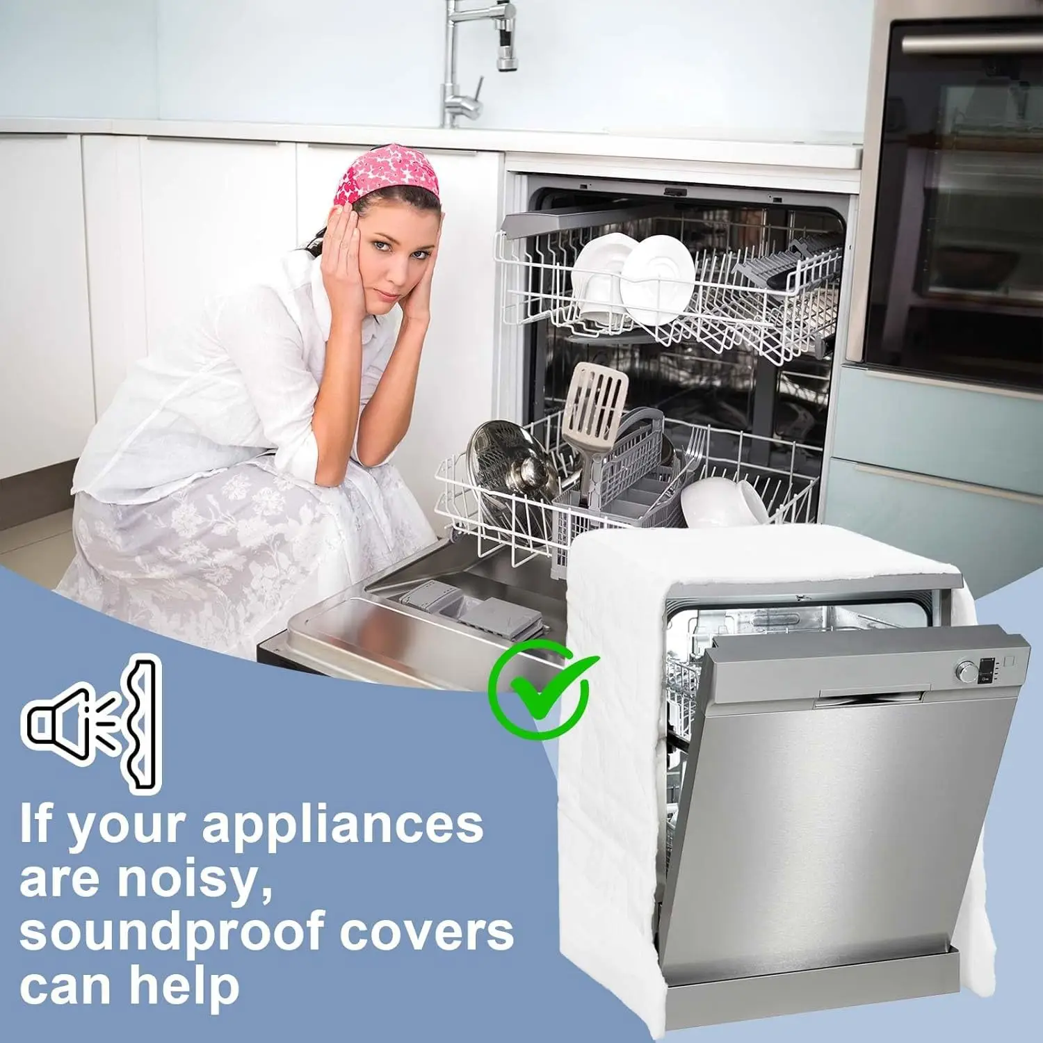 1 Piece Cotton Thermal Blanket Soundproof Insulation Pad For Dishwasher Appliance Noise Reduction Home Heating Cooling Accessory