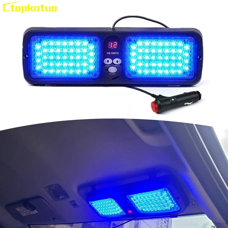 

SMD LED Sun Visor Shield Strobe Light Truck Emergency Warning Light Bar Windshield Interior Flashing Lighting 86LED Car Lamp