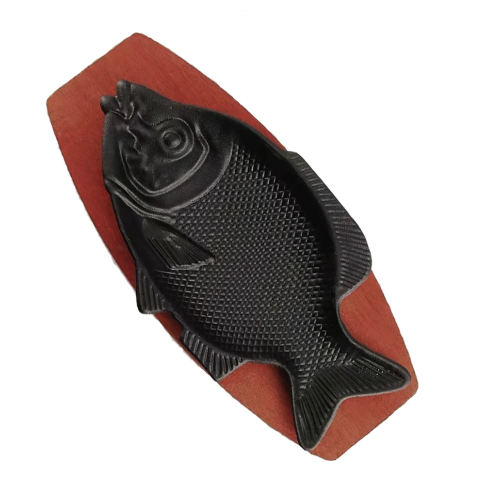 

Grilled Fish Plate Iron Tray Shaped Platter BBQ Dinner Food Steak Restaurant Heat Resistant Easy Clean Serving Plates