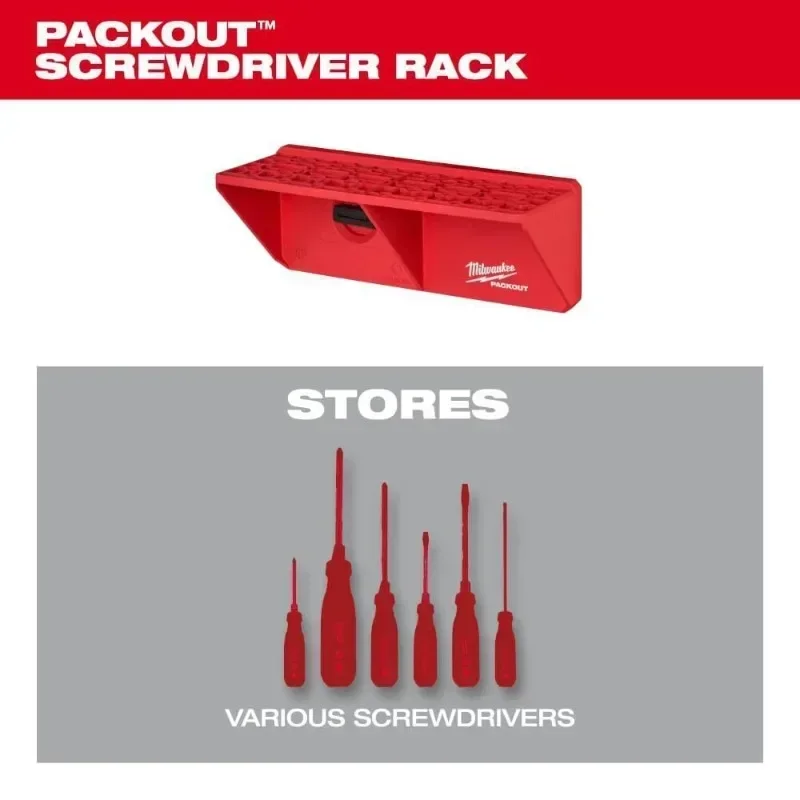 Milwaukee PACKOUT Screwdriver Rack Featuring Multi-Size Slots Load Bearing Tool Storage Spare Parts MILWAUKEE Tools 48-22-8341