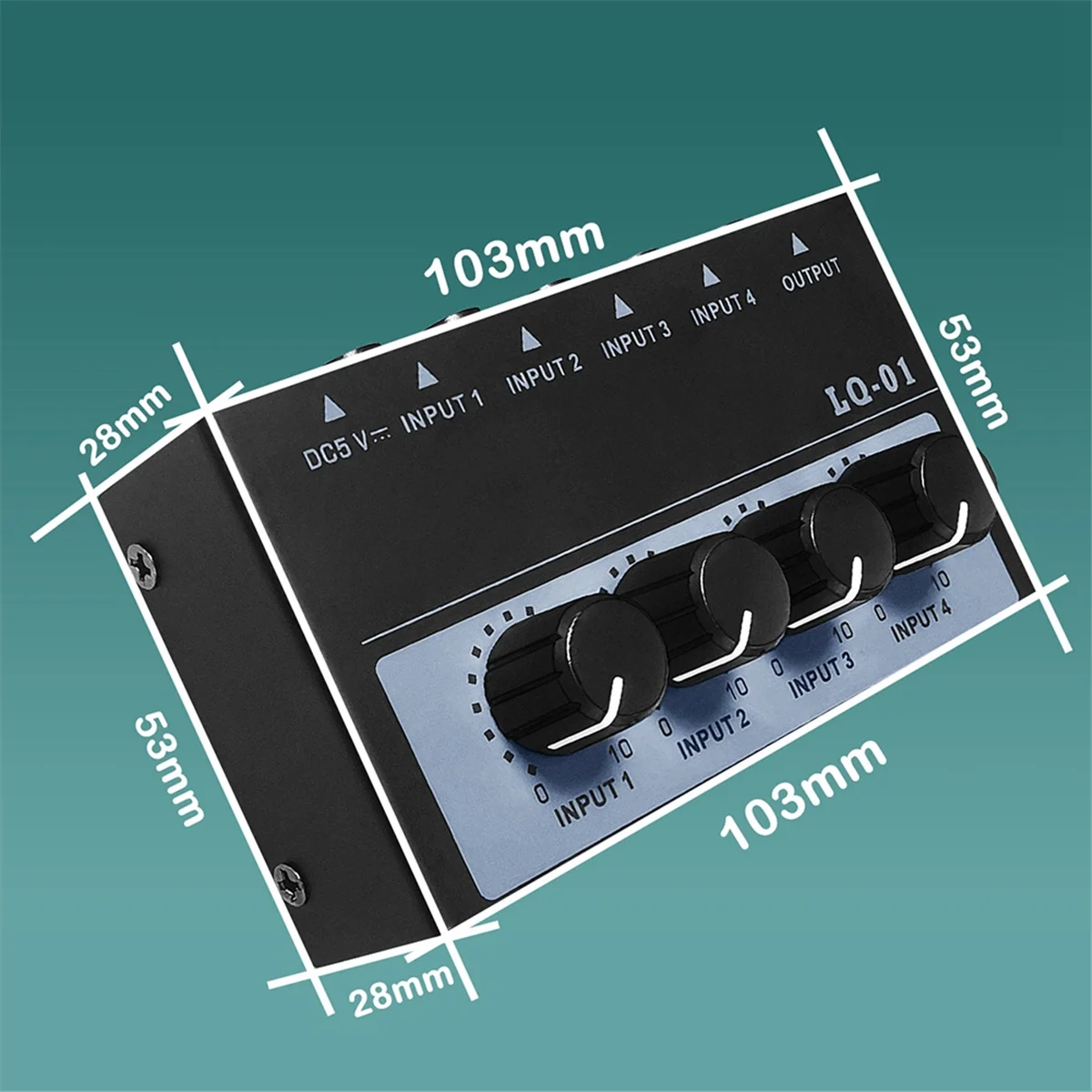 

A10I -01 4-канальный микшер, 4 входа, 1 выход, 5 В постоянного тока, портативный мини-микшер, 4 канала, микшерная консоль, вилка европейского стандарта