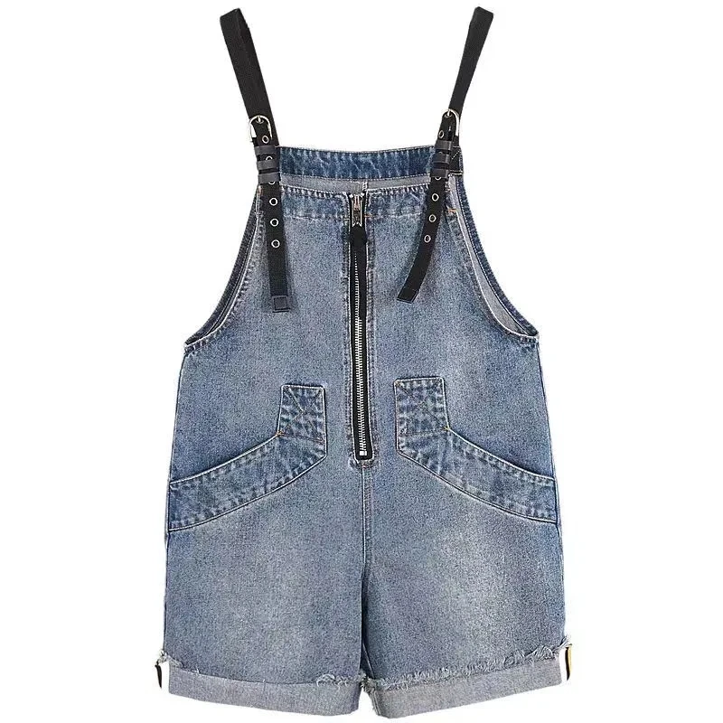 Denim Rompers Women Summer Baggy Solid Suspender Jeans Student Jeans Jumpsuit Korean Style Casual Denim Shorts Strap Pants