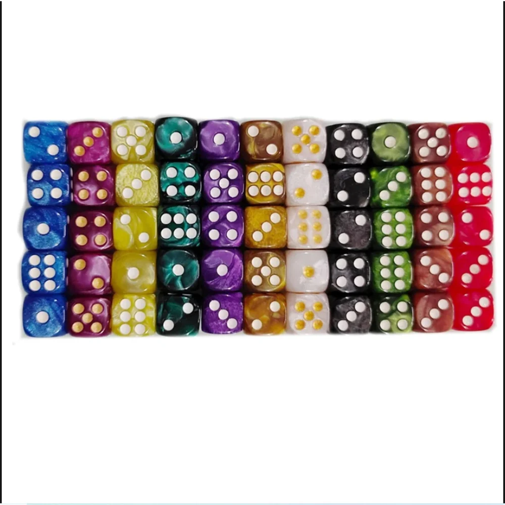 Juego de dados con patrón de perlas D6, Puzzle de dos colores, accesorio de juego de mesa, juego divertido de dados con 6 caras, 12mm, 10 unidades por juego